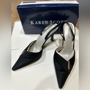 Karen Scott NEVER WORN black satin | 10 Dressy shoes, rhinestone trim